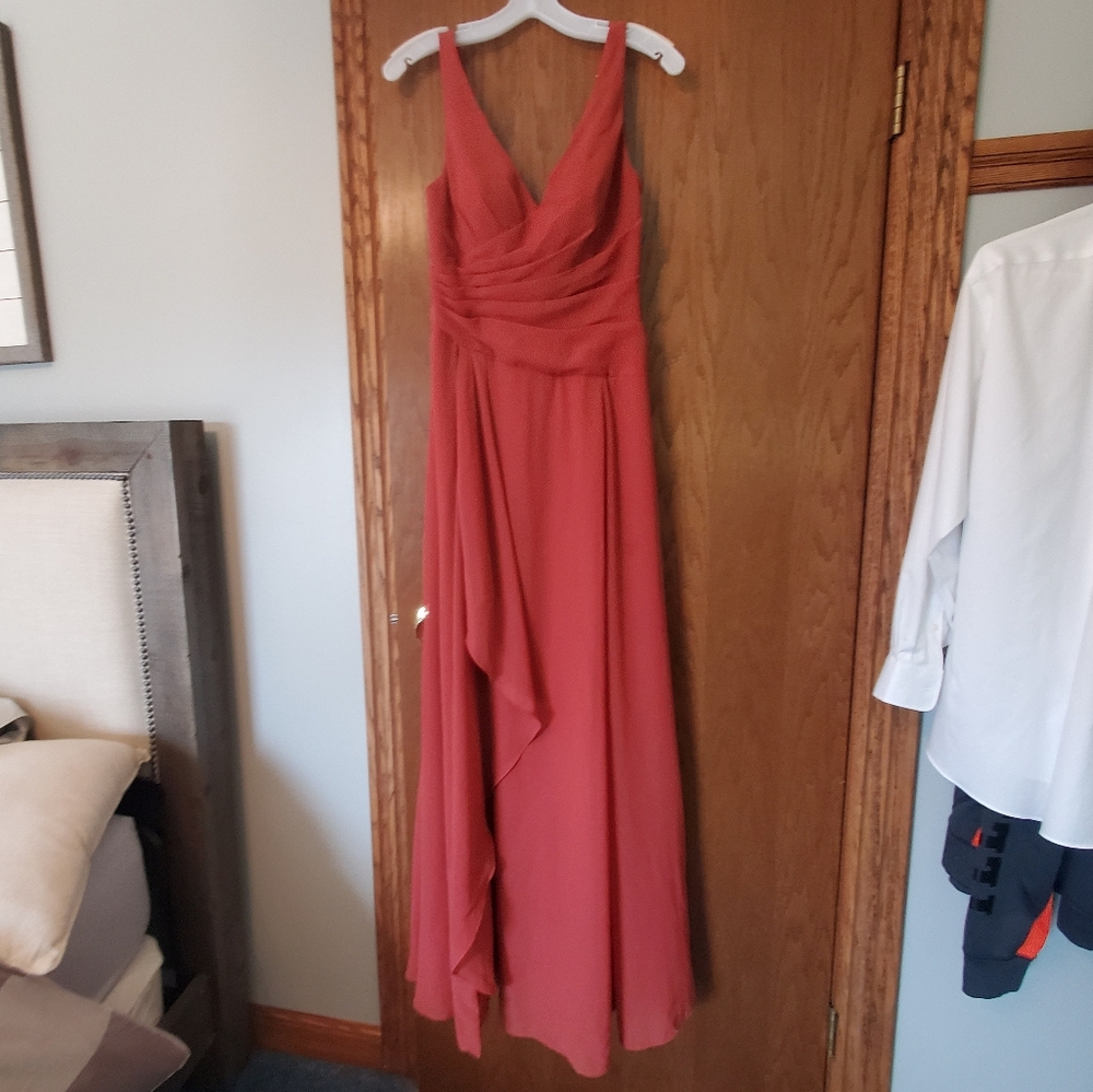 Terracotta Azazie Kori bridesmaids dress